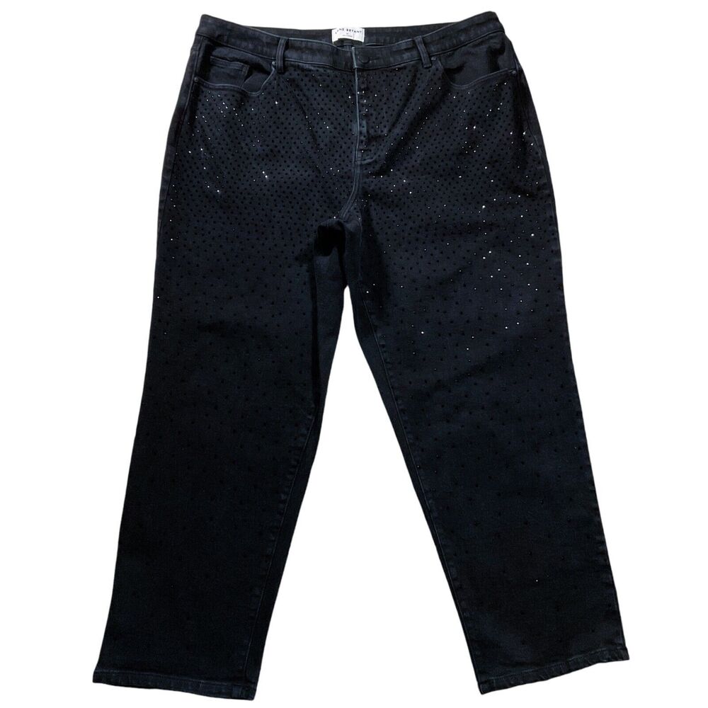 Lane Bryant Womens Jeans size 20 Black Bead Straight Leg x29"insm Cotton Stretch